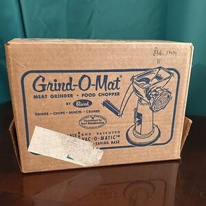 Vintage Rare Brand new In Box Rival Grind-O-Mat Meat Grinder Never Totaly Opened